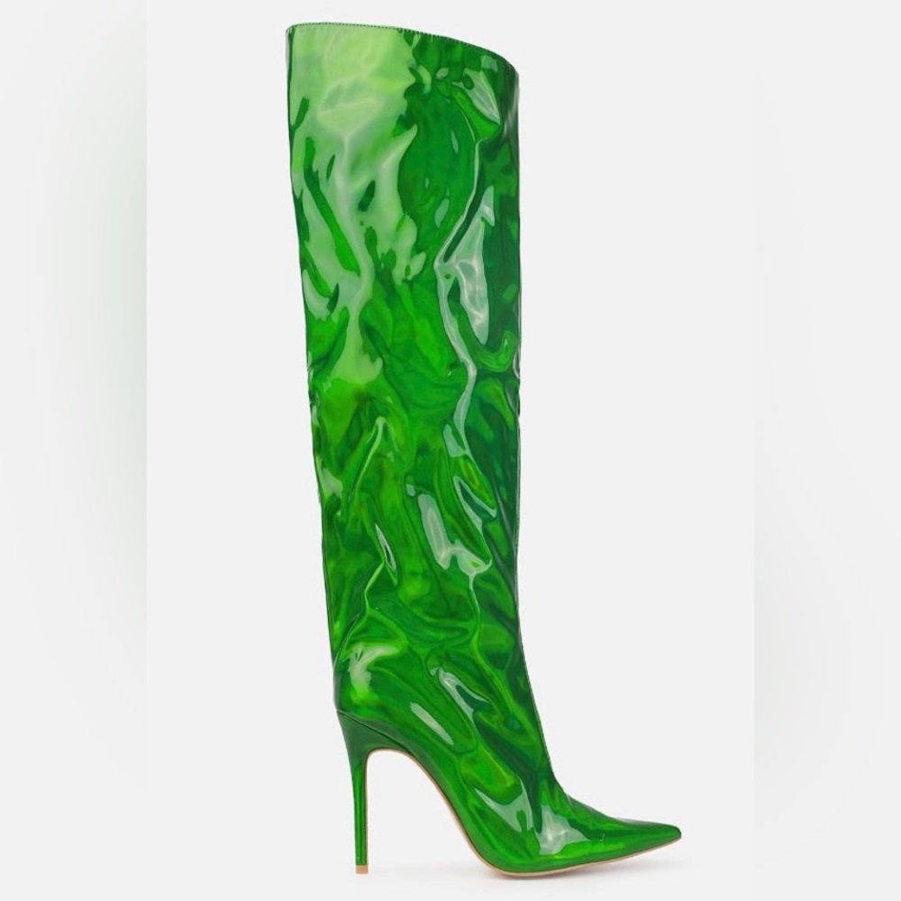 JAIRO GREEN HOLOGRAPHIC KNEE HIGH BOOTS by Simmons London